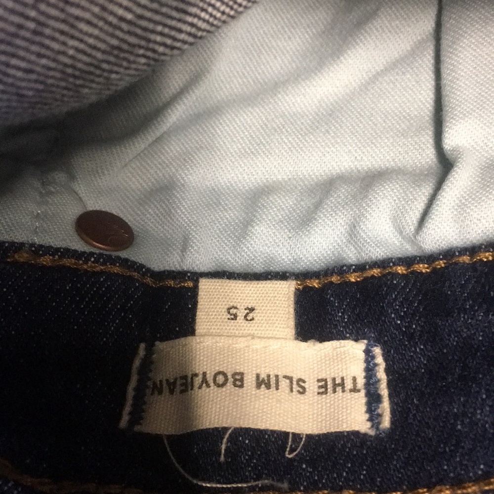 Madewell Slim Boy Jeans Size 25 Distressed Stretch Denim B1381